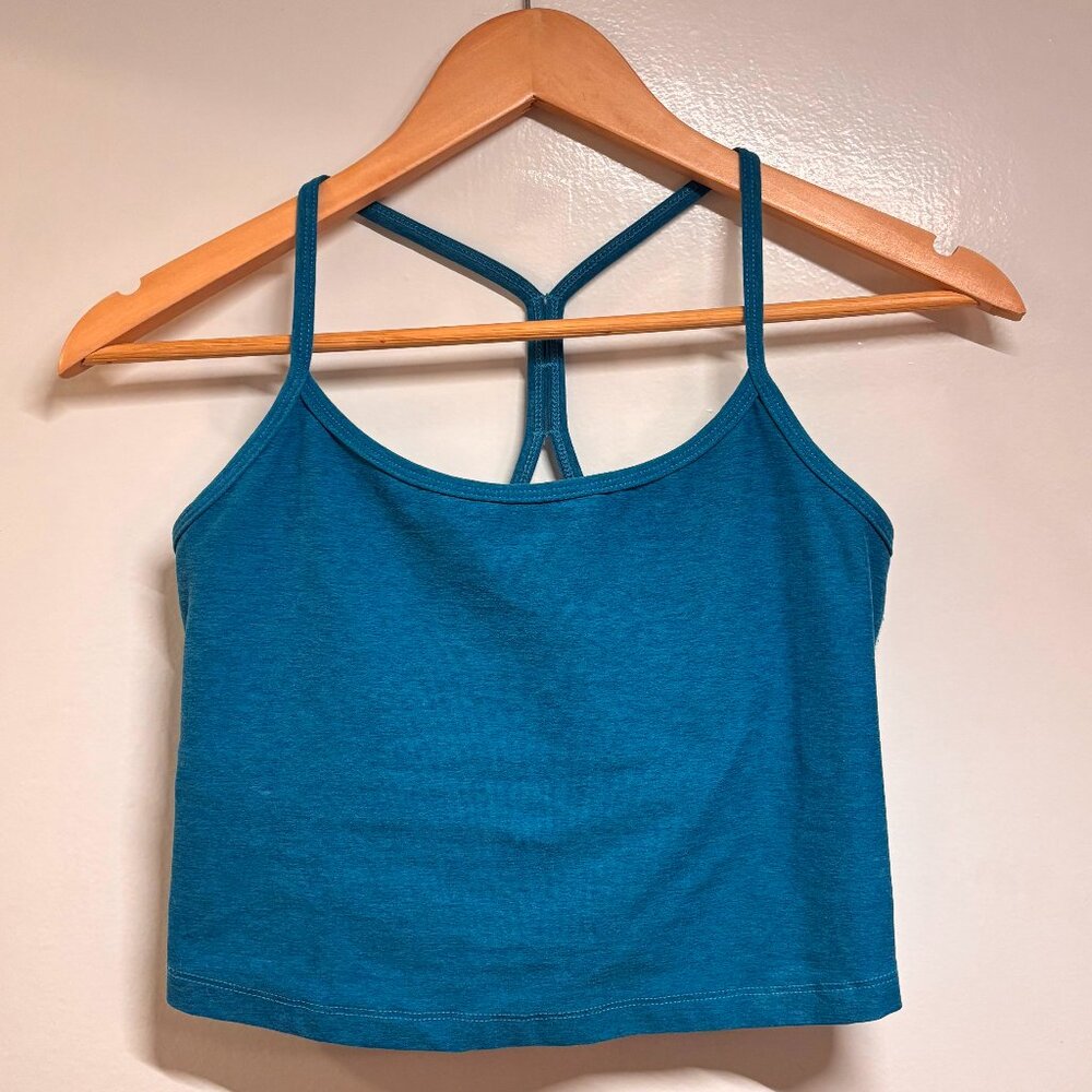 Spacedye Slim Racerback Cropped Tank Cerulean Blue Heather